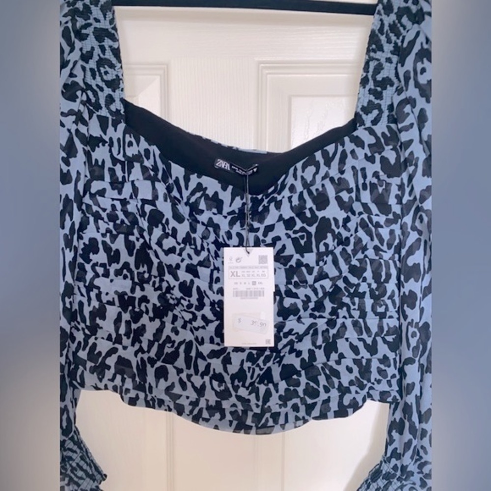 Zara Cropped Leopard Blouse - Picture 3 of 4